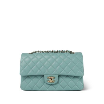 20C Tiffany Blue Caviar Quilted Classic Flap Medium LGHW
