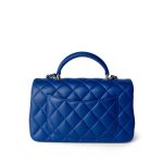 Blue Lambskin Quilted Mini Top Handle Light Gold Hardware - Image 8