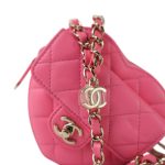 22S CC In Love Heart Zipped Pink Lambskin Quilted Belt Bag LGHW - Image 2