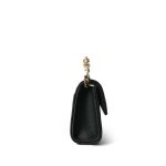 Black Lambskin Quilted Pearl Crystal Top Handle Phone Holder Aged Gold Hardware - Image 4