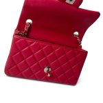 16C Red Lambskin Quilted Mini Rectangular Flap LGHW - Image 8
