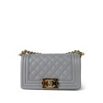Grey Caviar Quilted Boy Bag Small LGHW