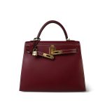 Kelly 28 Rouge H Chamonix White Stitching Gold Plated E Square Stamp - Image 7