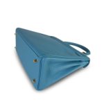 Kelly 28 Retourne Bleu Izmir Turquoise Veau Togo Gold Plated R Square Stamp - Image 12