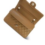 22B Dark Beige Lambskin Quilted Classic Flap Medium Light Gold Hardware - Image 12