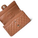 21P Caramel Lambskin Quilted Classic Flap Medium LGHW - Image 9