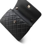 Trendy CC Grey Lambskin Quilted Small Light Gold Hardware - Image 13