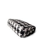 20S Black White Ecru Houndstooth Tweed Quilted Classic Flap Medium Light Gold Hardware - Image 6