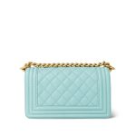 Tiffany Blue Caviar Quilted Boy Bag Small Aged Gold Hardware - Image 4