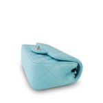 Light Blue Lambskin Quilted Mini Rectangular Flap Silver Hardware - Image 3