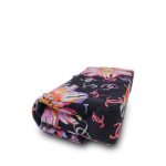 24S Black Multicolor Floral Fabric Quilted Single Flap Medium Light Gold Hardware - Image 9