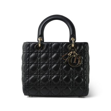 Black Lambskin Cannage Lady Dior Medium