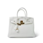 Birkin 30 White Clemence Gold Plated N Square Stamp - Image 18