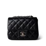 Black Caviar Quilted Mini Square Flap SHW