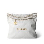White Calfskin Quilted 22 Hobo Bag Medium Antique Gold Hardware