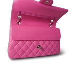 Pink Lambskin Quilted Classic Flap Medium Silver Hardware - Image 9