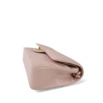 17C Light Pink Calfskin Chevron Quilted Classic Flap Medium Aged Gold Hardware - Image 6