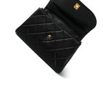 Black Lambskin Quilted Double Chain Top Handle GHW - Image 9