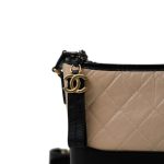 Beige Black Aged Calfskin Quilted Gabrielle Hobo Bag Mixed Hardware - Image 2