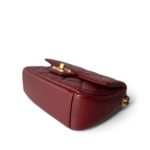 Burgundy Caviar Quilted Chain Medallion Flap Mini Antique Gold Hardware - Image 5