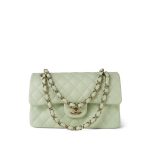 22C Light Green Caviar Quilted Classic Flap Small Light Gold Hardware - Image 10