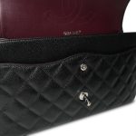 Black Caviar Quilted Jumbo Classic Flap Silver Hardware - Image 13