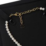 24P Denim Heart CC Pendant Pearl Short Necklace - Image 2