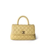 22P Light Yellow Caviar Quilted Coco Handle Small (Old Mini) Light Gold Hardware