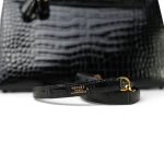 Kelly 32 Black Porosus Crocodile Lisse Gold Plated X Circle Stamp - Image 15