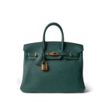 Birkin 25 Malachite Togo Gold Plated A Stamp - Image 2