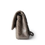 Grey Metallic Python Medium Classic Double Flap - Image 13