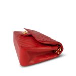 Red Chevron Lambskin Quilted Classic Flap Medium Gold Hardware - Image 5