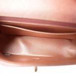 21S Metallic Rose Gold Grained Lambskin Quilted Mini Rectangular Flap LGHW - Image 12