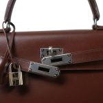 Kelly 28 Brown Box Calfskin Palladium Plated [C] Stamp - Image 8