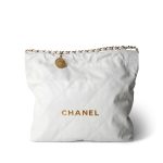 White Calfskin Quilted 22 Hobo Bag Medium Antique Gold Hardware - Image 6