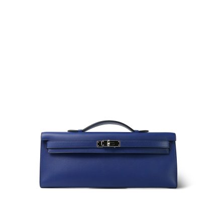 Kelly Cut Clutch Bleu Saphir Swift Palladium Plated A Stamp