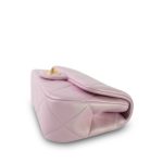 24S Pink Iridescent Lambskin Quilted Pearl Chain Flap Bag Aged Gold Hardware - Image 12