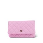 23P Pink Caviar Quilted Wallet On Chain WOC Light Gold Hardware - Image 3