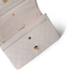 Vintage White Lambskin Quilted Double Flap Medium GHW - Image 9