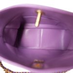 22S Purple Lambskin Quilted Pick Me Up Hobo Bag Logo Chain Aged Gold Hardware - Image 14