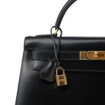 Kelly 32 Black Box Calfskin Gold Plated C Square Stamp - Image 2