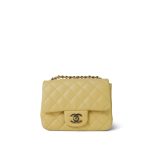 21C Light Yellow Lambskin Quilted Mini Square Flap Light Gold Hardware