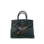 Birkin 30 Vert Cypress Togo Gold Plated C Stamp - Image 6