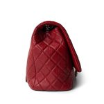 Red Grained Calfskin XL Small Travel Flap Bag Light Gold Hardware - Image 2