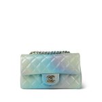 24P Multi Color Pearly Lambskin Quilted Mini Rectangular Flap Light Gold Hardware