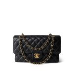 Black Caviar Quilted Medium Classic Flap Gold Hardware - Image 12