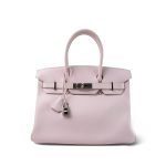 Birkin 30 Rose Dragee Swift Gold Plated K Square Stamp
