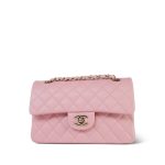 22C Sakura Pink Caviar Quilted Small Classic Flap LGHW