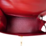 Mini Kelly 20 Rouge H Box Calfskin Gold Plated R Circle Stamp - Image 9