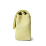 24C Light Yellow Lambskin Quilted Mini Rectangular Flap Silver Hardware - Image 5